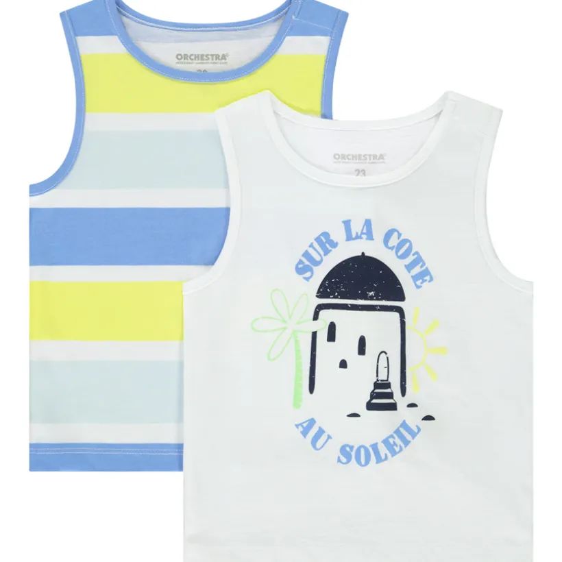 Set van 2 fantasietops in jersey slub voor babyjongens