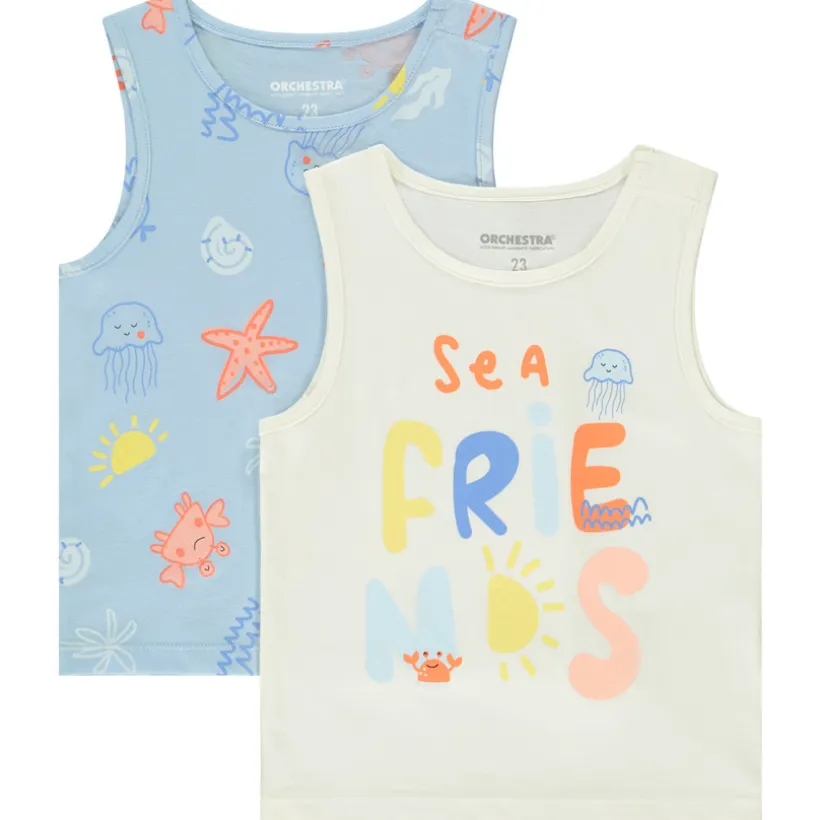 Set van 2 fantasietops in jersey slub voor babyjongens