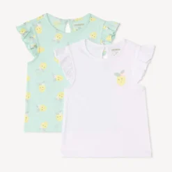 Set van fantasiet-shirts met korte mouwen voor meisjesbaby.