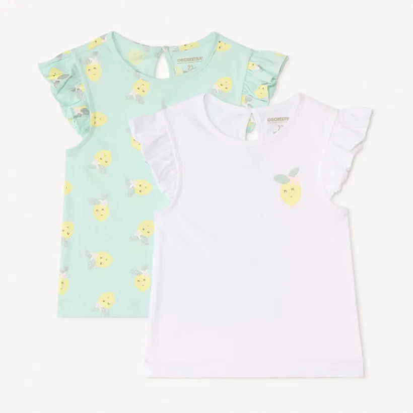 Set van fantasiet-shirts met korte mouwen voor meisjesbaby.