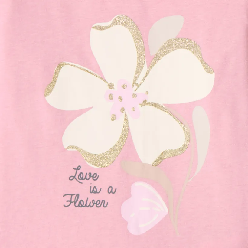 Set van 4 fantasie t-shirts met lange mouwen meisjes in jersey, met ronde hals en diverse prints en kleuren zoals roze, ecru, steenkool en beige