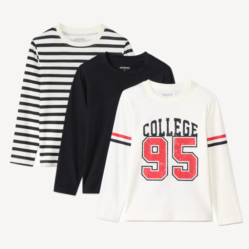 Set van 3 fantasiet-shirts met lange mouwen jongens