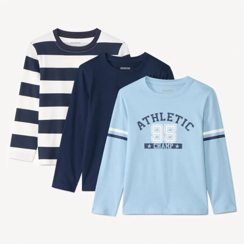 Set van 3 fantasiet-shirts met lange mouwen jongens