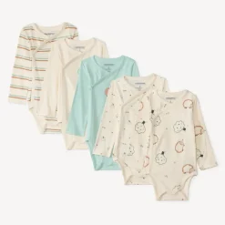 Set van 5 fantasievolle bodies met lange mouwen voor babyjongens met verschillende sluitingen volgens leeftijd