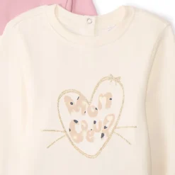 Set van 3 fleece sweatshirts met fantasieprint meisjes