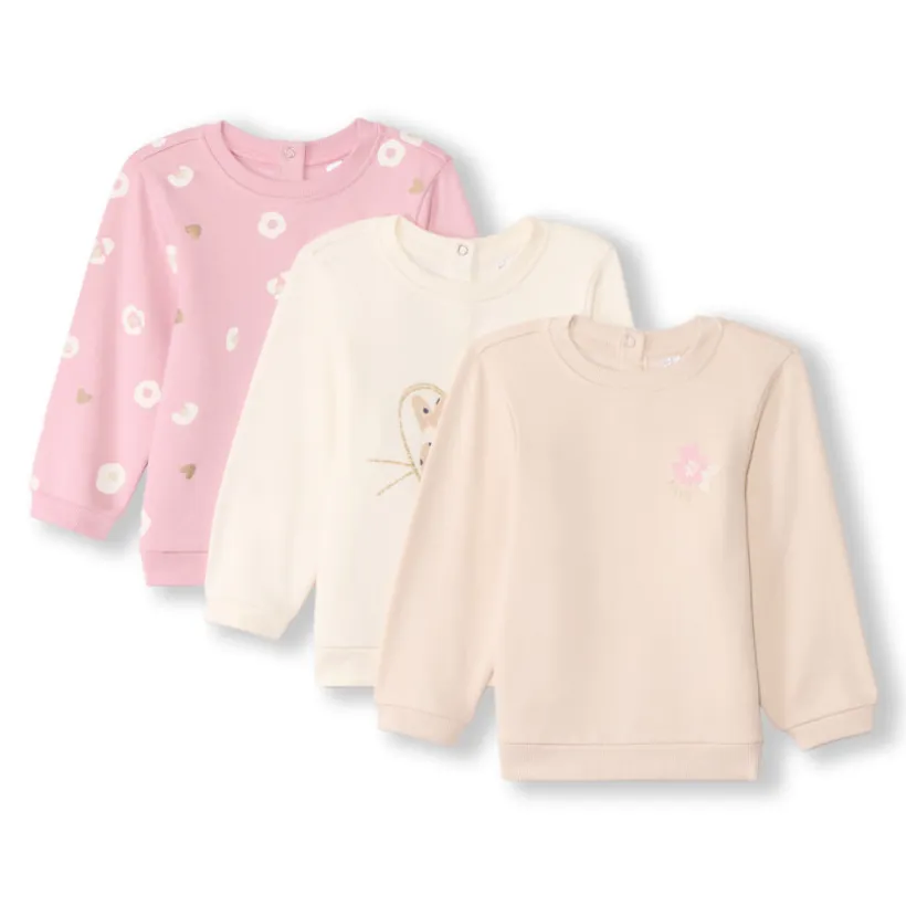 Set van 3 fleece sweatshirts met fantasieprint meisjes