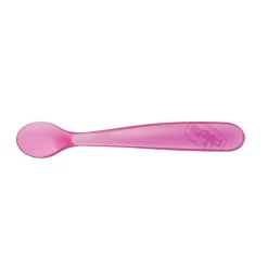 Set van 2 flexibele lepels met uiteinde van silicone 6 maanden + - Roze