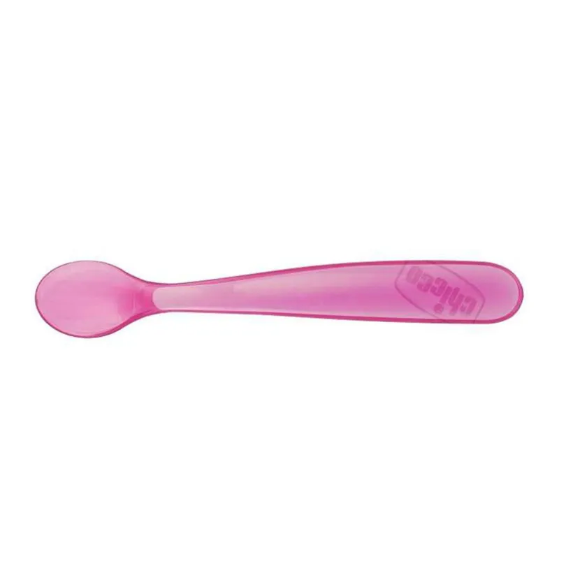 Set van 2 flexibele lepels met uiteinde van silicone 6 maanden + - Roze