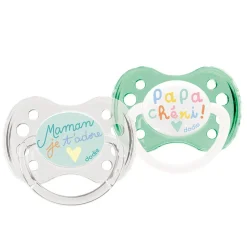 Set van 2 fopspeen silicone 0/6 m - Papa/Mama