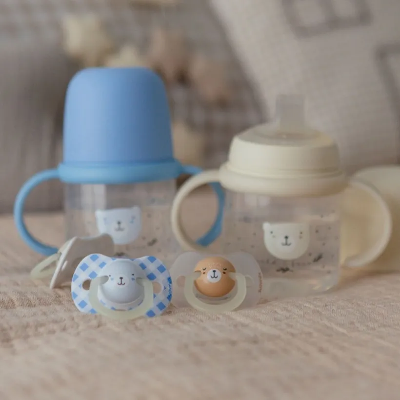 Set van 2 fopspenen 0-6m Dag & Nacht Blauw