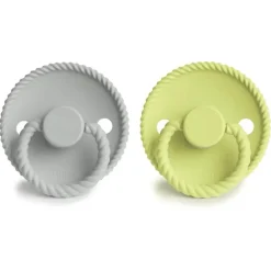 Set van 2 fopspenen Rope M1 siliconen Silver grijs/Green Tea