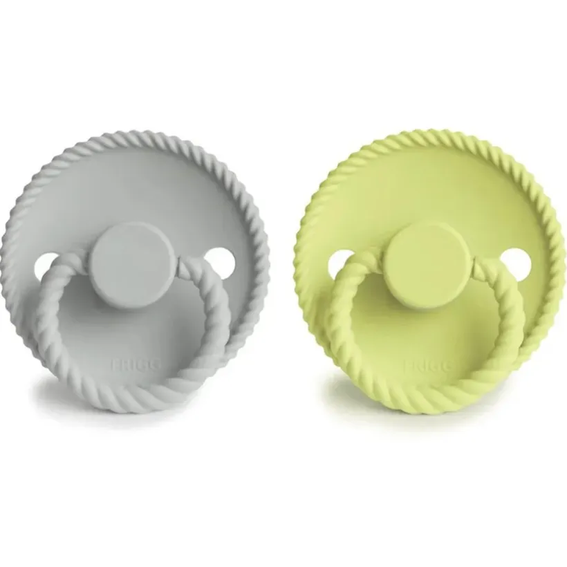 Set van 2 fopspenen Rope M1 siliconen Silver grijs/Green Tea