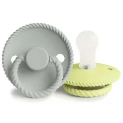 Set van 2 fopspenen Rope M1 siliconen Silver grijs/Green Tea