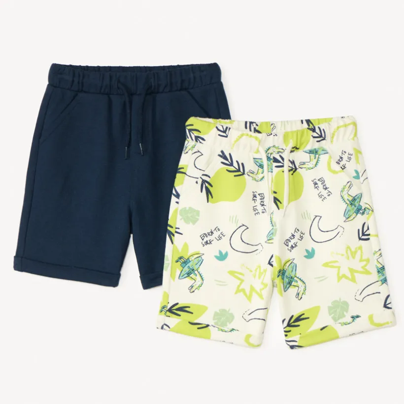 Set van 2 gebreide flashy bermuda's voor babyjongen