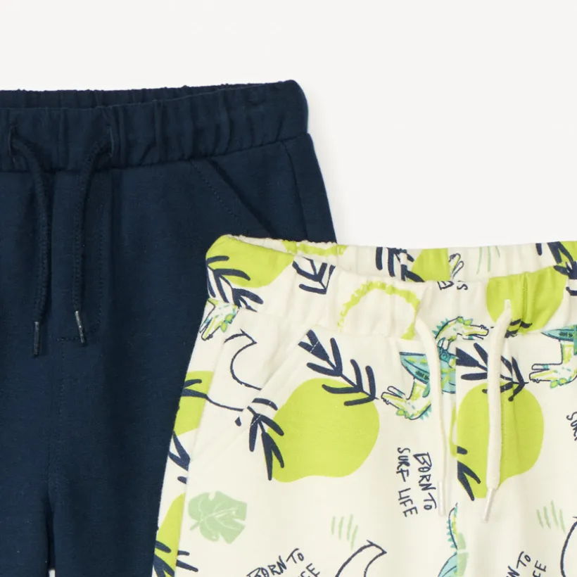 Set van 2 gebreide flashy bermuda's voor babyjongen
