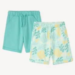 Set van 2 gebreide flashy bermuda's voor babyjongen