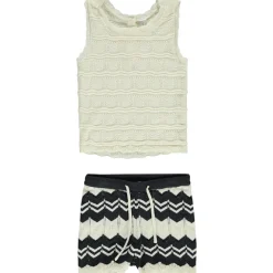 Set van gehaakte mouwloos shirt + short met fantasiepatroon meisjes