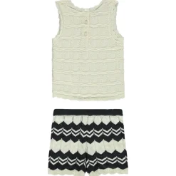 Set van gehaakte mouwloos shirt + short met fantasiepatroon meisjes