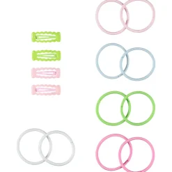 Set van 4 gekleurde haarspeldjes + 10 elastiekjes meisjes