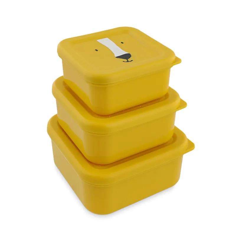 Set van 3 gele nestbare lunchboxen Mr. Lion
