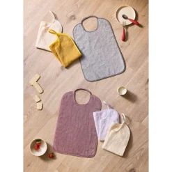 Set van 3 gele slabbetjes van badstof met elastische halslijn