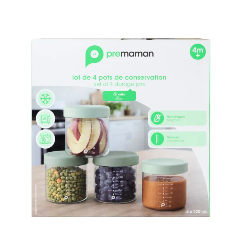 Set van 4 glazen bewaarpotten - 220 ml