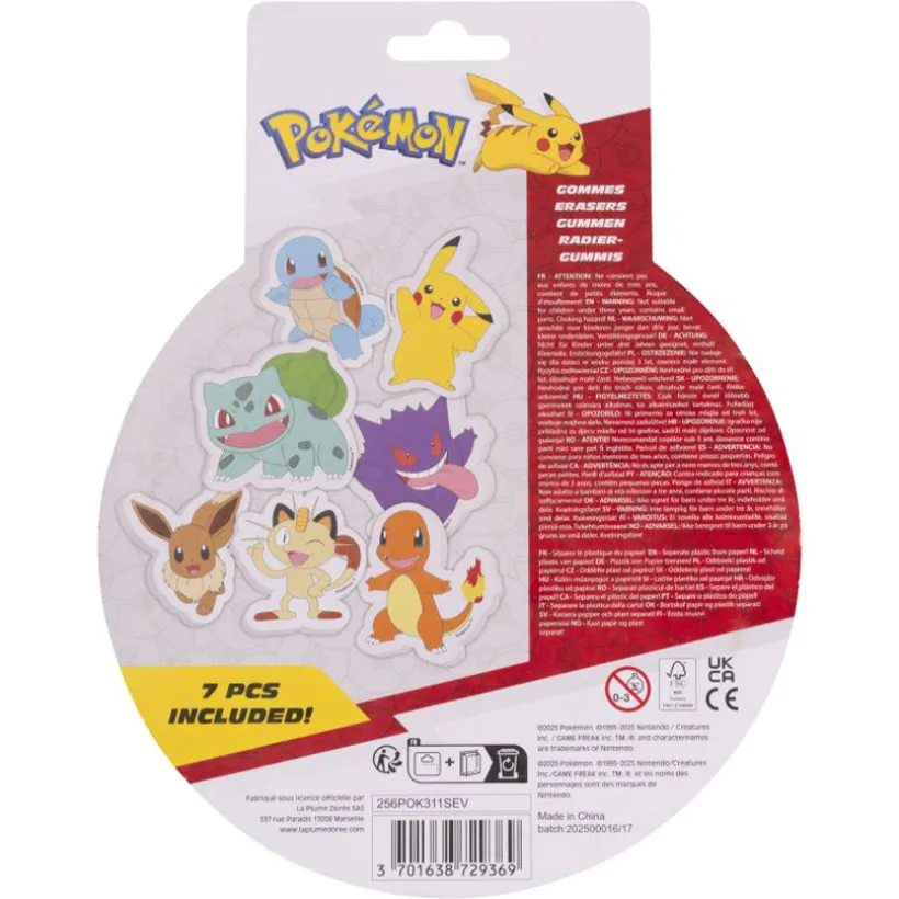 Set van 7 gummetjes Pokémon