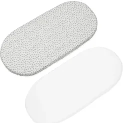 Set van 2 hoeslakens voor draagmand Little Bloom Flowers Grijs