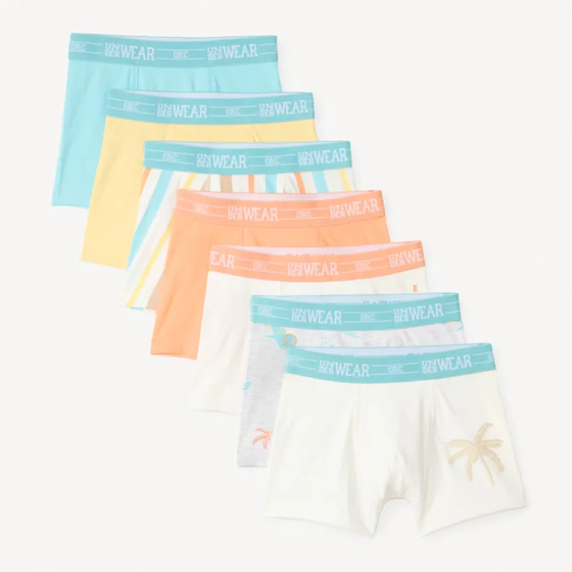 Set van 7 jersey boxers met zomermotief jongens