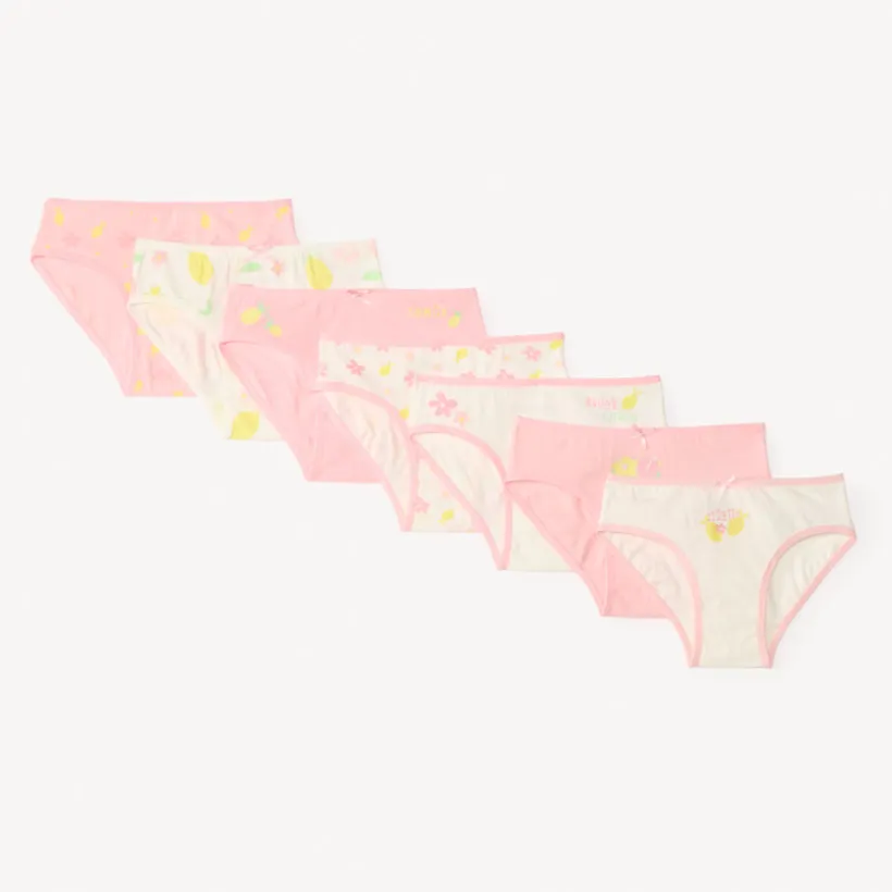 Set van 7 jersey broekjes met citroenmotief meisjes