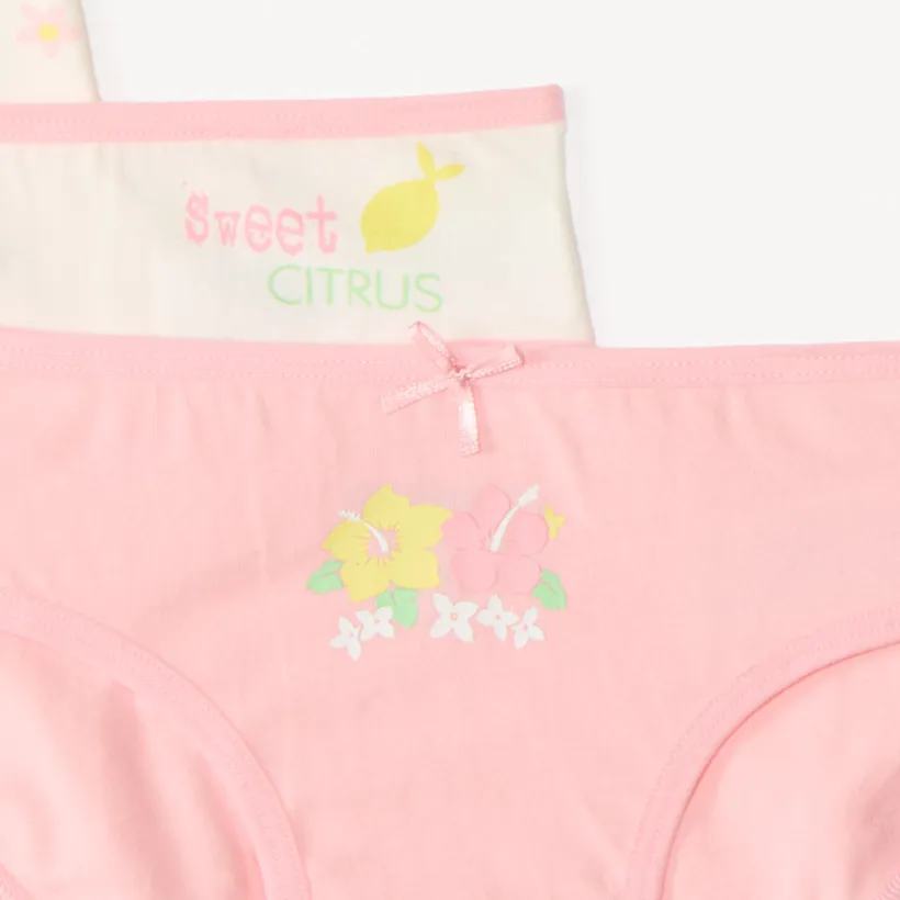 Set van 7 jersey broekjes met citroenmotief meisjes