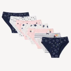 Set van 7 jersey onderbroeken met glinsterende harten- en bloemenprints meisjes