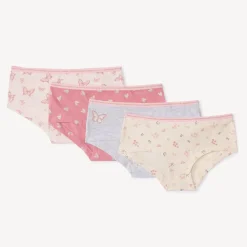 Set van 4 jersey shorties meisjes met elastische tailleband en gouden glitterbies