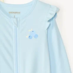 Set van 2 jersey slaapzakken met rits aan de voorkant, motief van bosbessen voor babymeisjes.