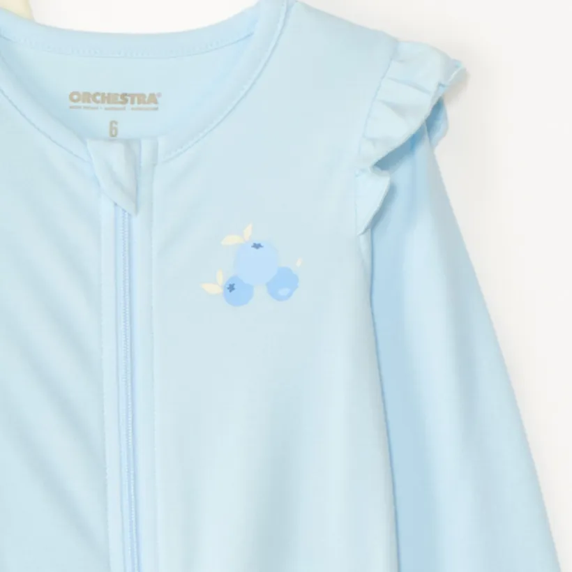 Set van 2 jersey slaapzakken met rits aan de voorkant, motief van bosbessen voor babymeisjes.
