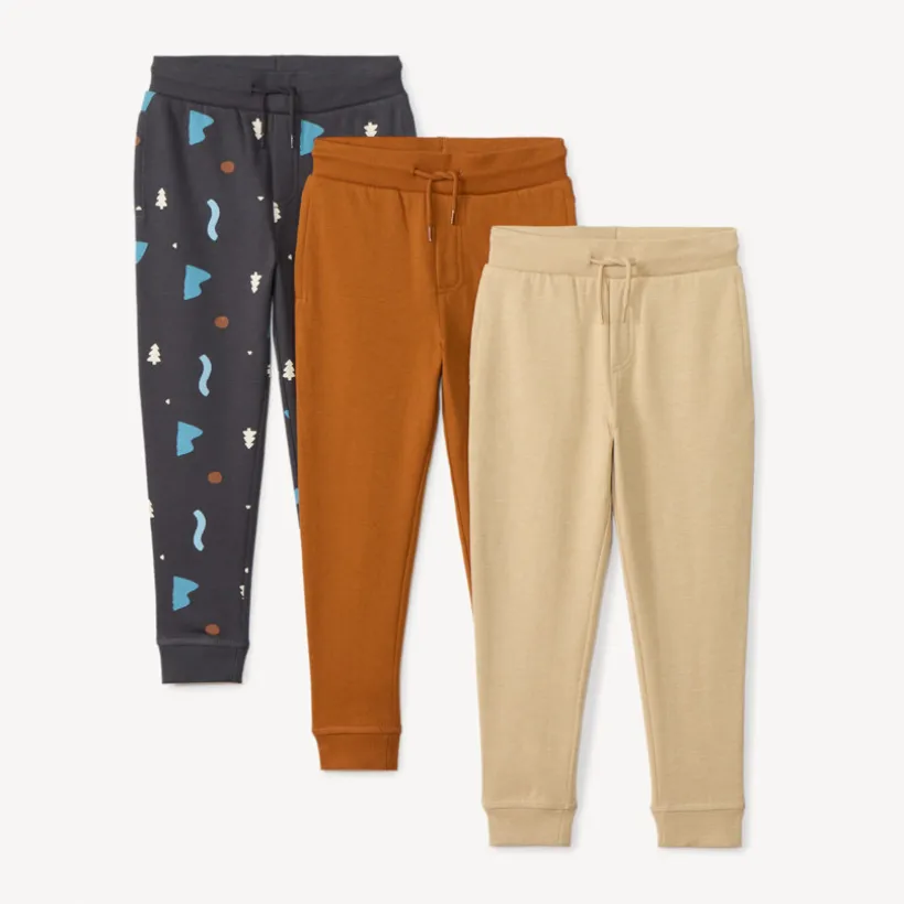 Set van 3 joggingbroeken in geborsteld fleece met fantasieprint jongens