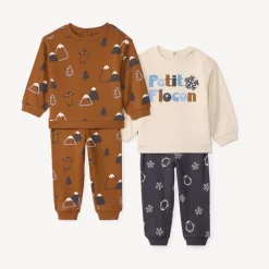 Set van 2 jongens baby joggingpakken van fleece