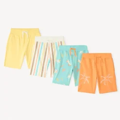 Set van 4 jongens bermuda's in gemêleerd breisel