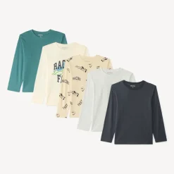 Set van 5 jongens shirts met lange mouwen met een fantasieprint