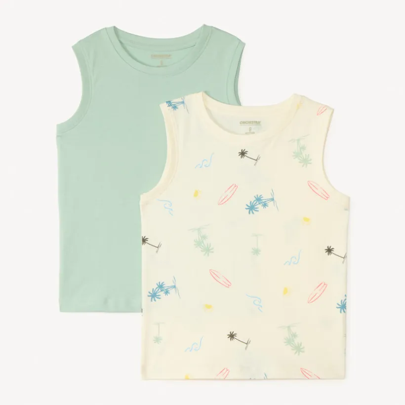 Set van 2 jongens tanktops met leuke prints
