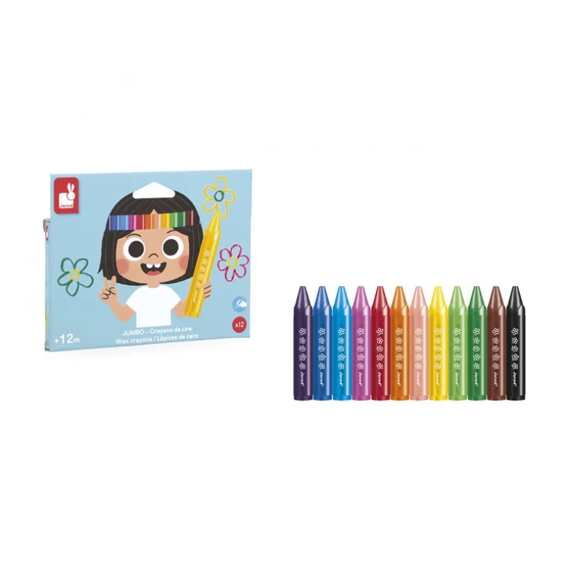 Set van 12 Jumbo waskrijtjes om te kleuren