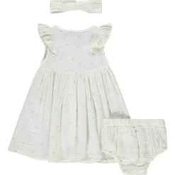 Set van jurk, bloomer en haarband met print meisjes