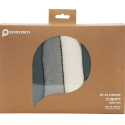 Set van 6 katoenen luiers 70 x 70 cm