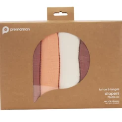 Set van 6 katoenen luiers 70 x 70 cm