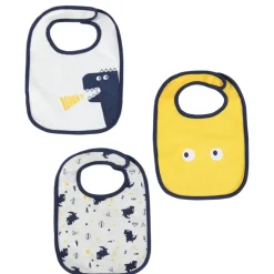 Set van 3 katoenen slabbetjes met dinosaurussen en klittenband