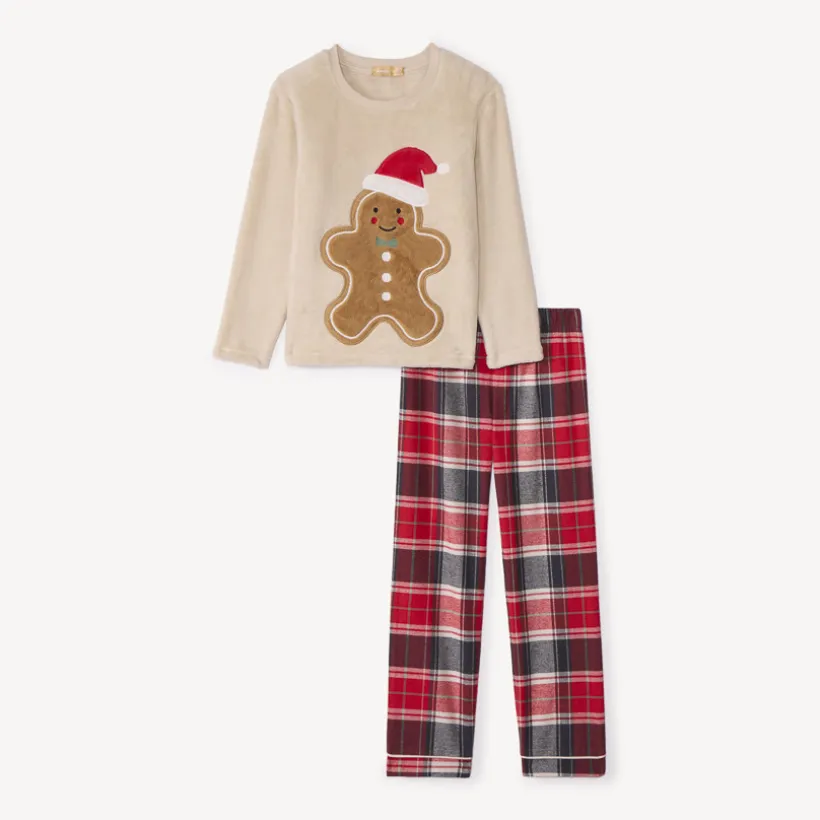 Set van kerstpyjama van sherpa en flanel jongens