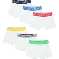 Set van 6 kinderboxershorts van biokatoen jongens met tailleband in contrastkleur