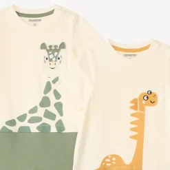 Set van 2 korte jumpsuits 2-in-1 effect dierenpatroon voor baby jongens