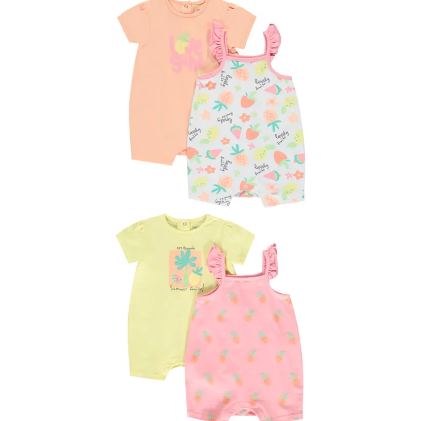 Set van 4 korte jumpsuits met fantasie voor meisjes