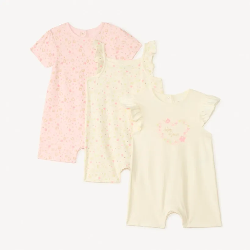 Set van 3 korte jumpsuits met fantasy prints meisjes.